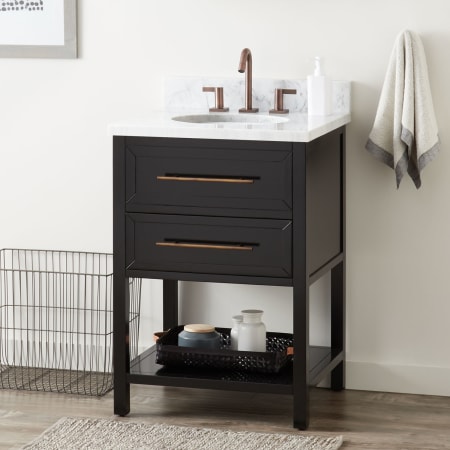 Signature Hardware Robertson 24" Freestanding Mahogany Single Basin Vanity Cabinet - Cabinet Only - Less Vanity Top Black