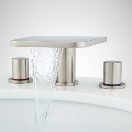 Signature Hardware Knox 1.2 GPM Widespread Bathroom Faucet with Pop-Up Drain Assembly Brushed Nickel