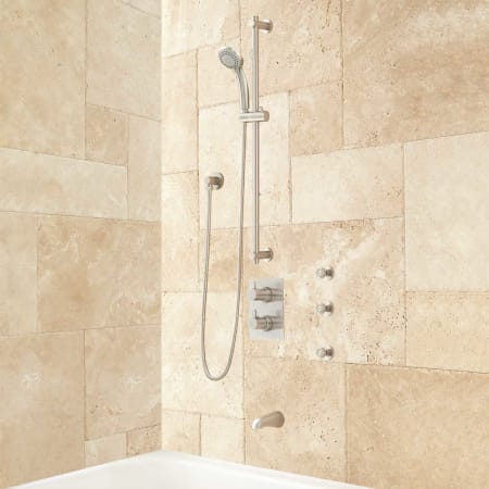 Signature Hardware Hinson Thermostatic Shower System with Hand Shower - Rough In Included Brushed Nickel
