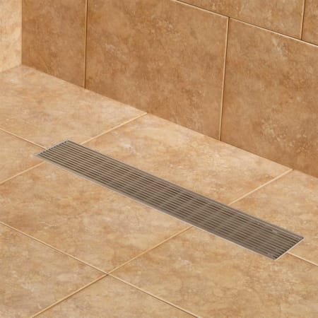Signature Hardware Carmen 18" Linear Shower Drain with Flange Brushed Stainless Steel