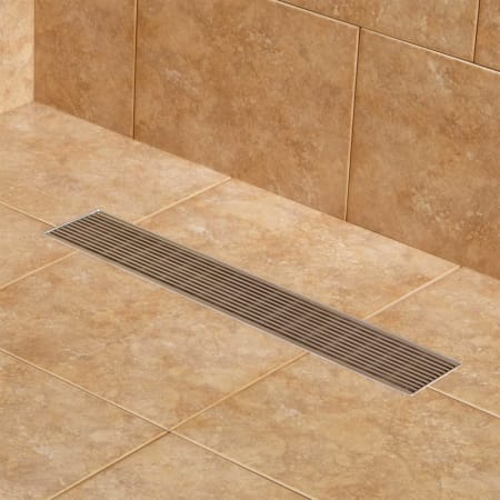 Signature Hardware Carmen 18" Linear Shower Drain with Flange Polished Stainless Steel