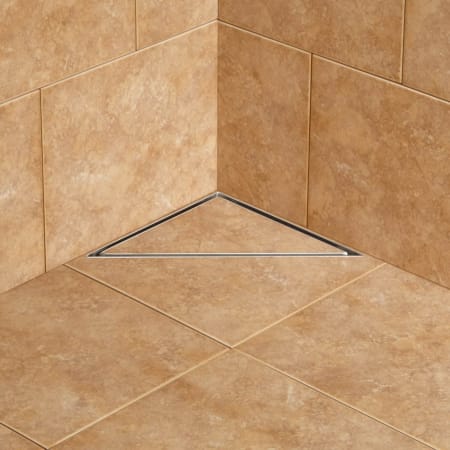 Signature Hardware Cohen 8" Tile-In Corner Shower Drain - with Drain Flange Brushed Stainless Steel