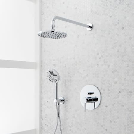 Signature Hardware Lattimore Pressure Balanced Shower System with Rainfall Shower Head and Hand Shower - Rough-In Valve Included Chrome