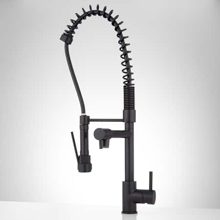 Signature Hardware Levi 1.8 GPM Pre-Rinse Kitchen Faucet - Includes Integrated Second Straight Spout Black