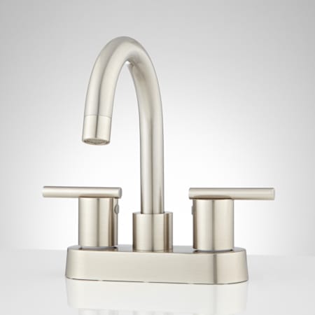 Signature Hardware Lindo 1.2 GPM Centerset Bathroom Faucet with Pop-Up Drain Assembly Brushed Nickel