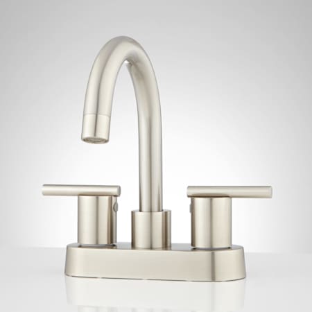 Signature Hardware Lindo 1.2 GPM Centerset Bathroom Faucet with Pop-Up Drain Assembly Brushed Nickel