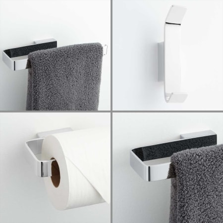 Signature Hardware Newberry 4 Piece Bathroom Package with 23-3/4" Towel Bar, Robe Hook, Towel Ring, and Toilet Paper Holder Chrome