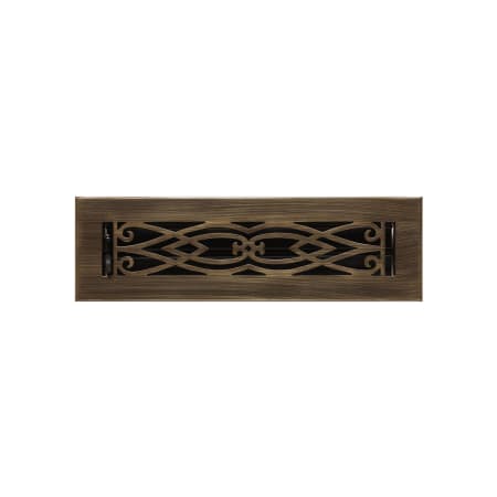 Signature Hardware Victorian Brass Floor Register - 2-1/4" x 10" (3-5/8" x 12" Overall) Antique Brass
