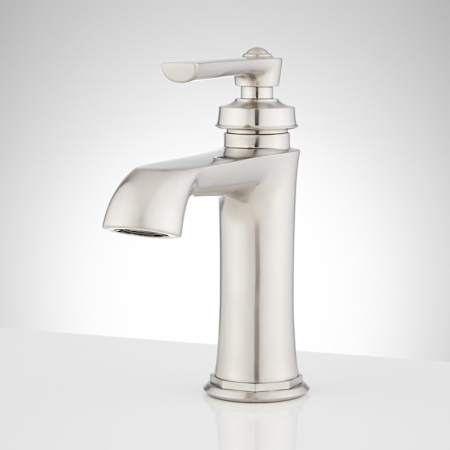 Signature Hardware Cooper Single Hole Bathroom Faucet with Pop-Up Drain Assembly Brushed Nickel