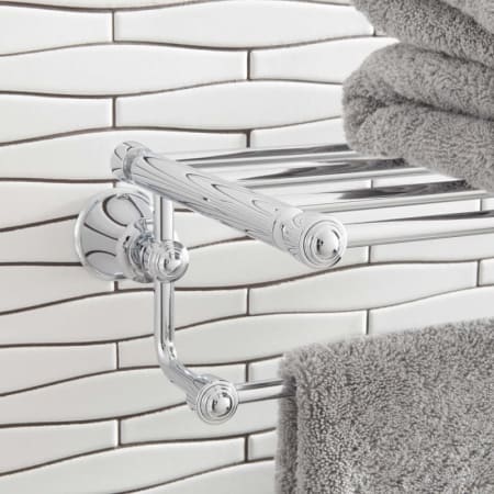 Signature Hardware Cooper 24" Brass Towel Rack and Shelf Chrome