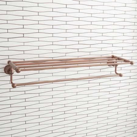 Signature Hardware Cooper 24" Brass Towel Rack and Shelf Oil Rubbed Bronze