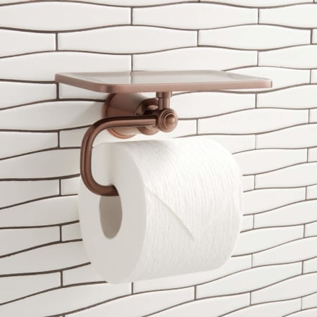 Signature Hardware Cooper Wall-Mounted Toilet Paper Holder with Shelf Oil Rubbed Bronze