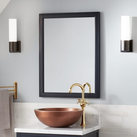 Signature Hardware Robertson 24" W x 32-1/8" H Traditional Rectangular Wood Framed Bathroom Wall Mirror Midnight Navy Blue