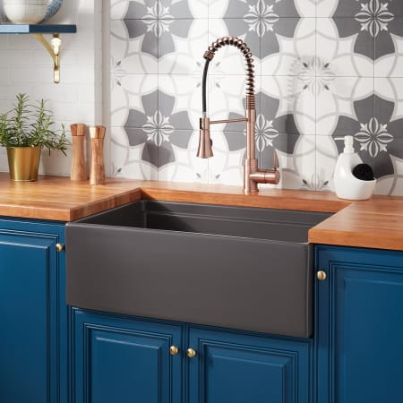 Signature Hardware Brumfield 30" Farmhouse Single Basin Fireclay Kitchen Sink Dark Gray