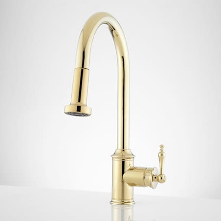 Signature Hardware Southgate Pull-Down Kitchen Faucet Polished Brass