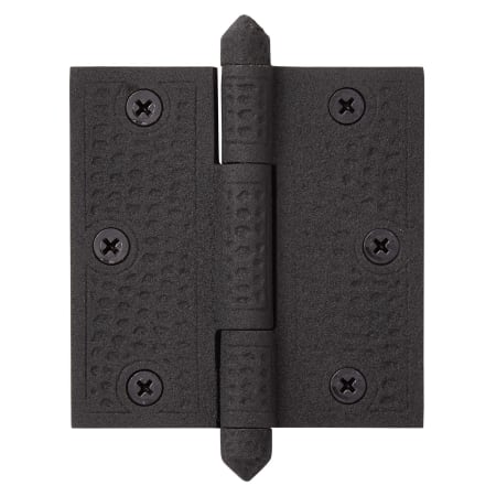 Signature Hardware Hammered 3.5" x 3.5" Cast Iron Plain Bearing Square Corner Door Hinge - Single Hinge Black Powder Coat