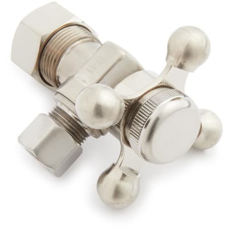 Signature Hardware Cross Handle Angle Stop - 5/8" OD x 3/8" OD Compression Brushed Nickel