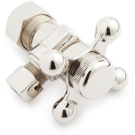 Signature Hardware Cross Handle Angle Stop - 5/8" OD x 3/8" OD Compression Polished Nickel