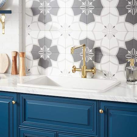 Signature Hardware Derin 27" Drop In Single Basin Fireclay Kitchen Sink White