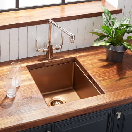 Signature Hardware Atlas 15" Undermount Single Basin Stainless Steel Kitchen Sink with Sound Dampening Bronze
