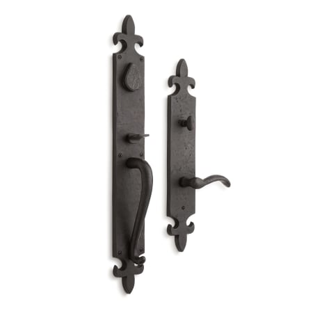 Signature Hardware Cousteau Left Handed Solid Bronze Full Plate Keyed Entry Single Cylinder Door Handleset with Interior Lever and 2-3/4" Backset Dark Bronze
