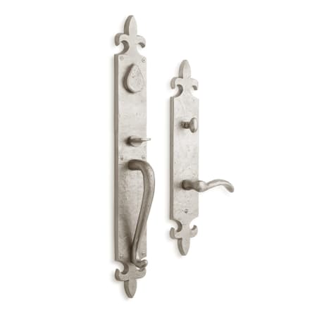Signature Hardware Cousteau Left Handed Solid Brass Full Plate Keyed Entry Single Cylinder Door Handleset with Interior Lever and 2-3/4" Backset Brushed Nickel