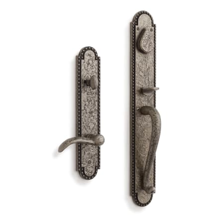 Signature Hardware Marconi Right Handed Solid Bronze Full Plate Keyed Entry Single Cylinder Door Handleset with Interior Lever and 2-3/4" Backset Antique Pewter