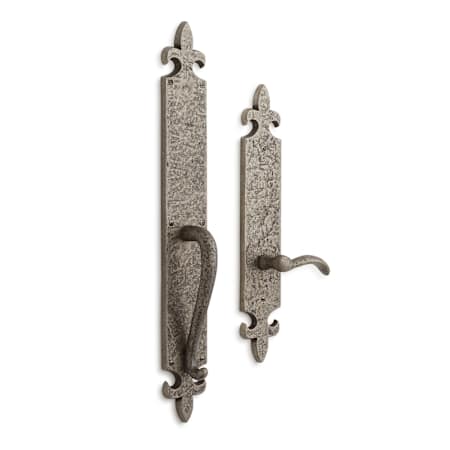 Signature Hardware Cousteau Left Handed Solid Bronze Full Plate Dummy Door Handleset with Interior Lever Antique Pewter