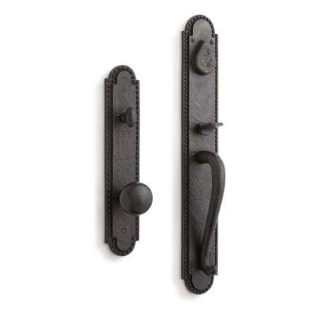Signature Hardware Marconi Solid Bronze Full Plate Keyed Entry Single Cylinder Door Handleset with Interior Knob and 2-3/8" Backset Dark Bronze