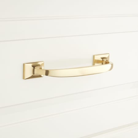Signature Hardware Toulouse 3-3/4 Inch Center to Center Handle Cabinet Pull Polished Brass