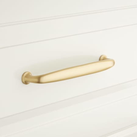 Signature Hardware Dinan 3-3/4 Inch Center to Center Handle Cabinet Pull Satin Brass