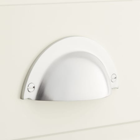 Signature Hardware Rustic 3-1/4 Inch Center to Center Cup Cabinet Pull Satin Chrome
