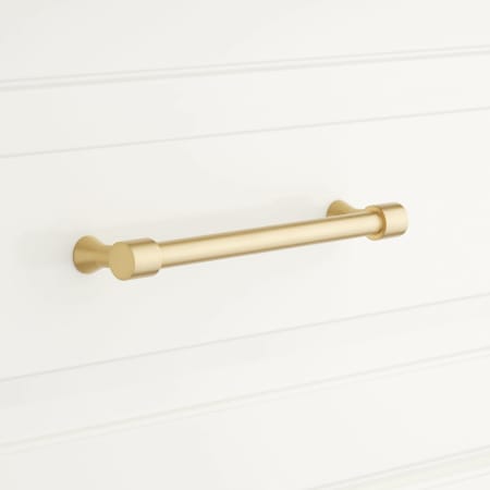 Signature Hardware Strasbourg 3-3/4 Inch Center to Center Bar Cabinet Pull Satin Brass