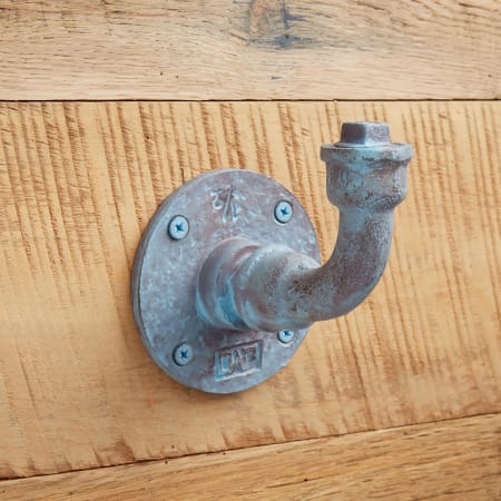 Signature Hardware Keating Single Prong Coat and Hat Hook Blue Patina