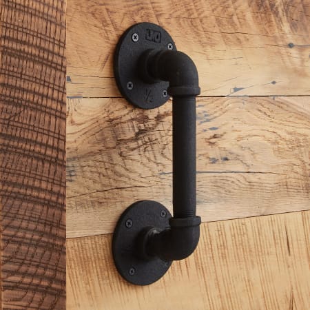 Signature Hardware Gibson 10 Inch Tall Iron Sliding Barn Door Handle Pull Black Powder Coat