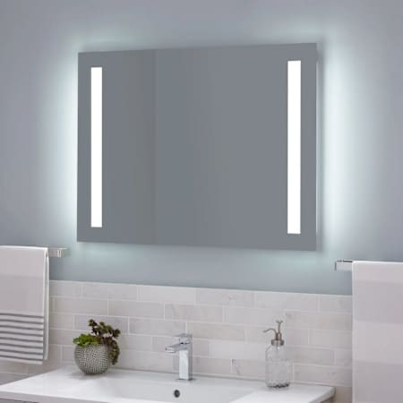 Signature Hardware Curie 32" W x 24" H Modern Rectangular Aluminum Frameless Bathroom Wall Mirror with LED Lighting Motion Sensor