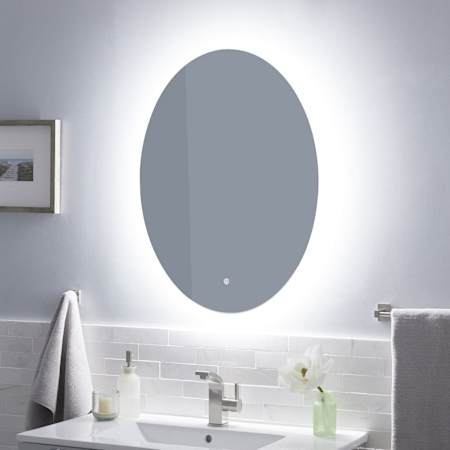 Signature Hardware Fahlman 24" W x 32" H Oval LED Lighted Frameless Bathroom Mirror Touch Sensor