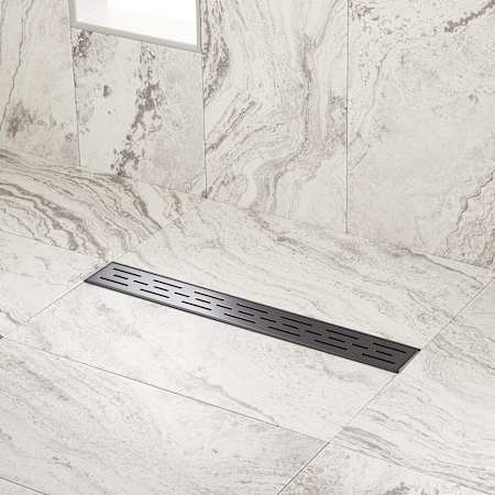 Signature Hardware Effendi 18" Linear Shower Drain with Flange Matte Black