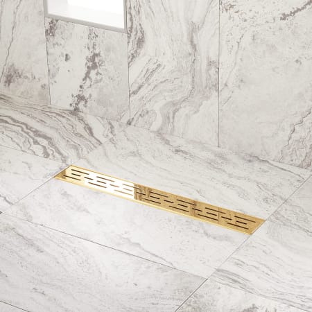 Signature Hardware Effendi 18" Linear Shower Drain with Flange Polished Brass