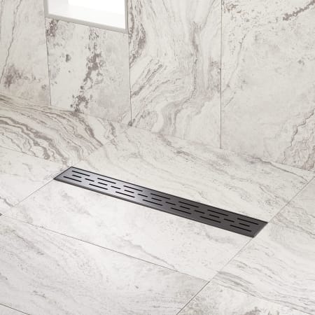 Signature Hardware Effendi 28" Linear Shower Drain with Flange Matte Black