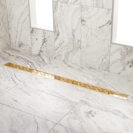 Signature Hardware Effendi 48" Linear Shower Drain with Flange Polished Brass