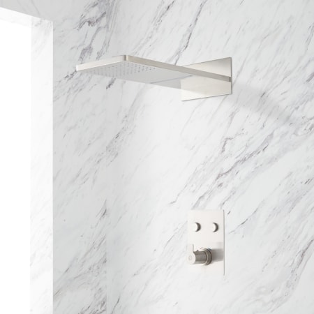 Signature Hardware Hollyn Simple Select Thermostatic Shower Only Package with Rainfall Shower Head - Rough-In Valve Included Brushed Nickel