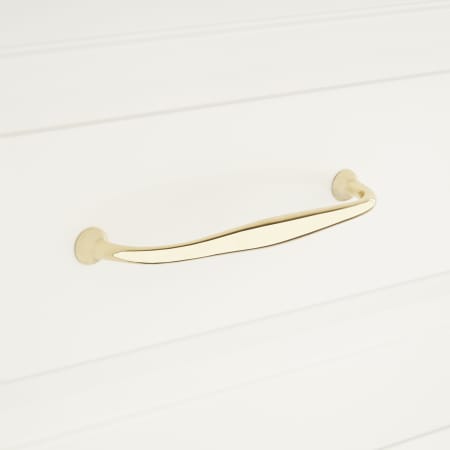 Signature Hardware Padilla 6-1/4 Inch Center to Center Handle Cabinet Pull Polished Brass