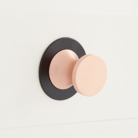 Signature Hardware Chauvet Mushroom Cabinet Knob Satin Rose Gold / Matte Black