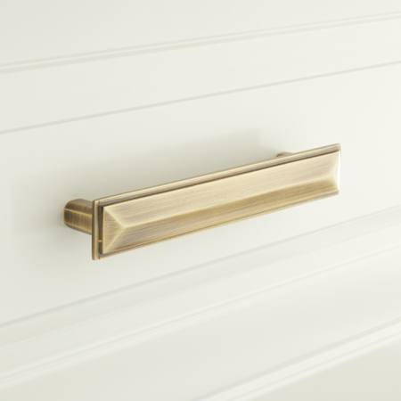 Signature Hardware Bresnick Brass 6 Inch Center to Center Bar Cabinet Pull Antique Brass