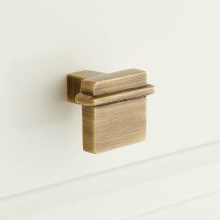 Signature Hardware Marta Solid Brass Cabinet Knob Antique Brass