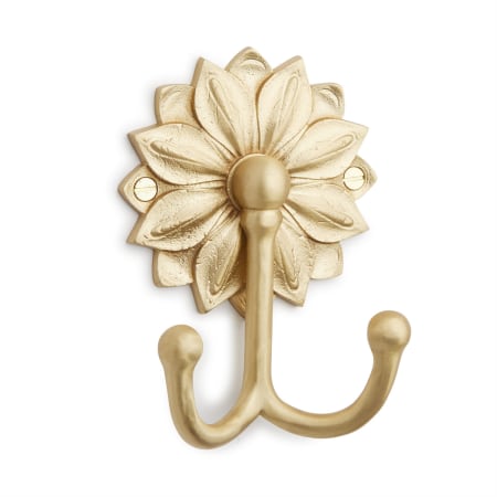 Signature Hardware Floral 3-1/8 Inch Wide Double Coat and Hat Hook Satin Brass