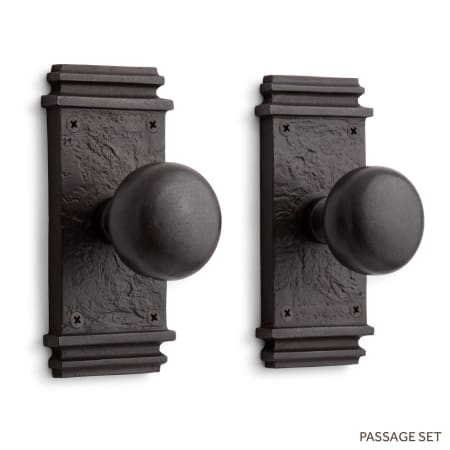 Signature Hardware Griggs Solid Bronze Passage Door Knob Set with 2-3/4" Backset Dark Bronze