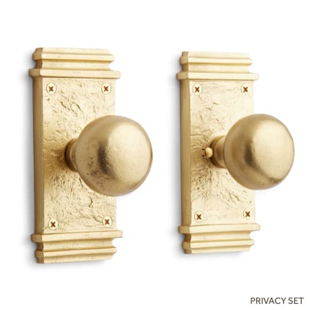 Signature Hardware Griggs Solid Brass Privacy Door Knob Set with 2-3/4" Backset Satin Brass