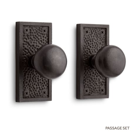 Signature Hardware Traeger Solid Bronze Passage Door Knob Set with 2-3/4" Backset Dark Bronze